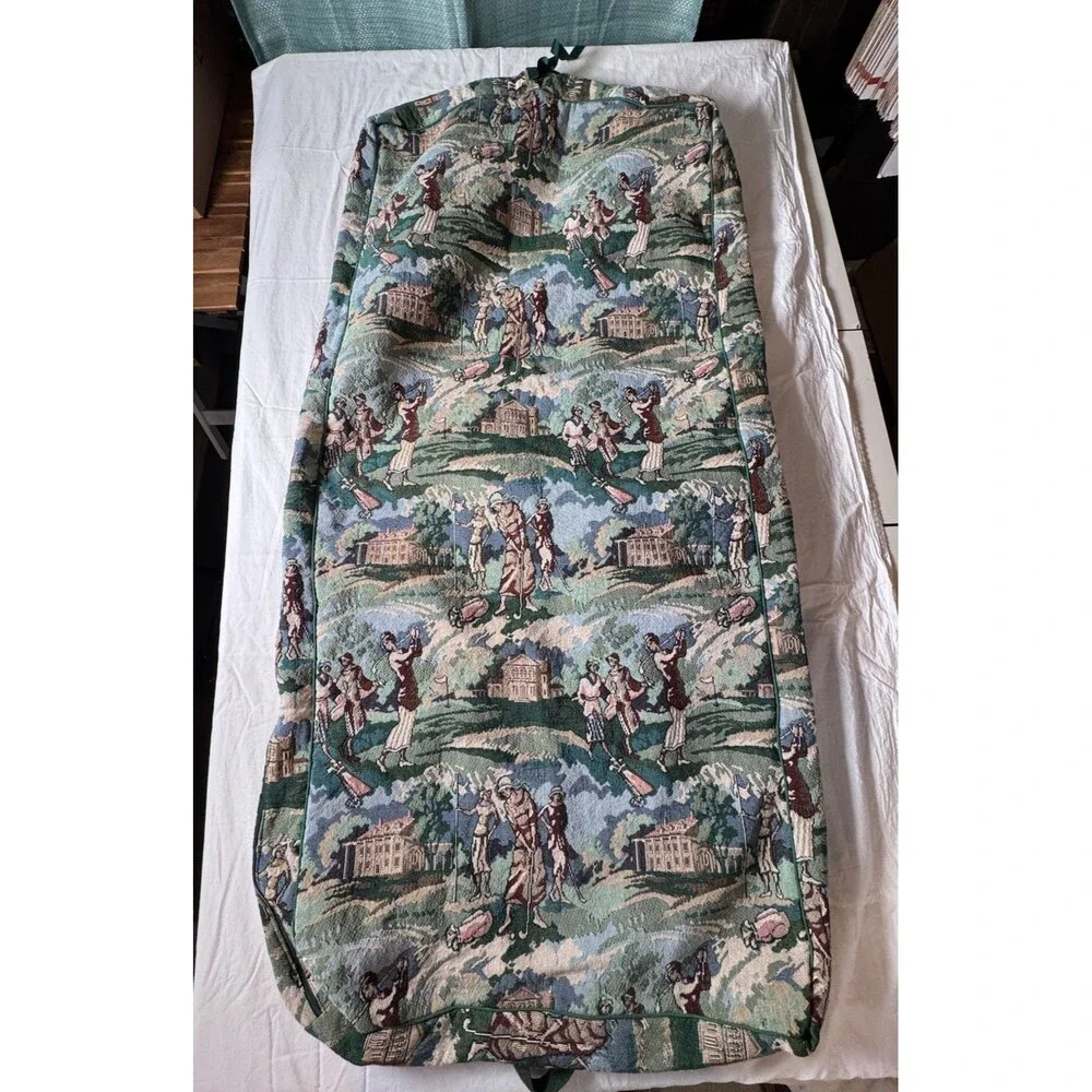 Vintage Gloria Rae Tapestry Garment Bag Made In USA‎ Golf Scene Luggage Carrier